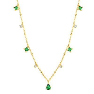 Necklace for Women Exquisite Green Zircon Clavicle Chain Necklace Gifts