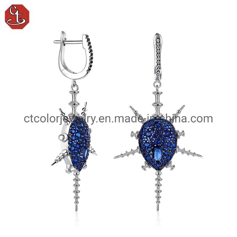 High quality 925 sterling silver handmade blue spinel earrings for women