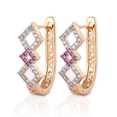 Fashion Costume Imitation 18K 14K Gold Plated Jewelry with CZ Pearl Huggie Hoop Earring for Women