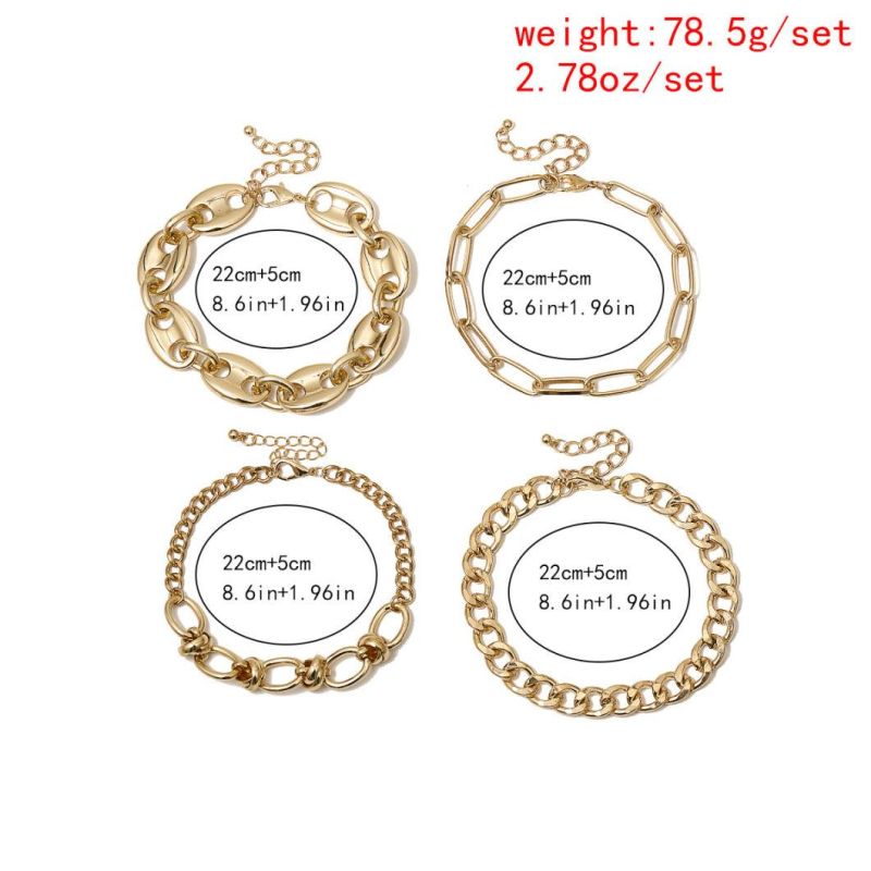Personality Beach Metal Element Geometric Foot Ornaments Mixed Matching Chain Anklet Woman