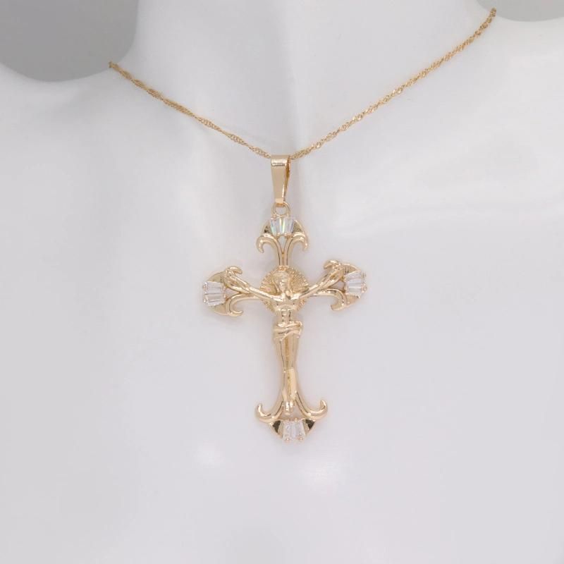 Wholesale Cubic Zirconia Jesus Cross Jewelry Necklace