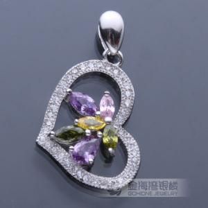New Type 925 Sterling Silver Colorful Gemstone Pendant