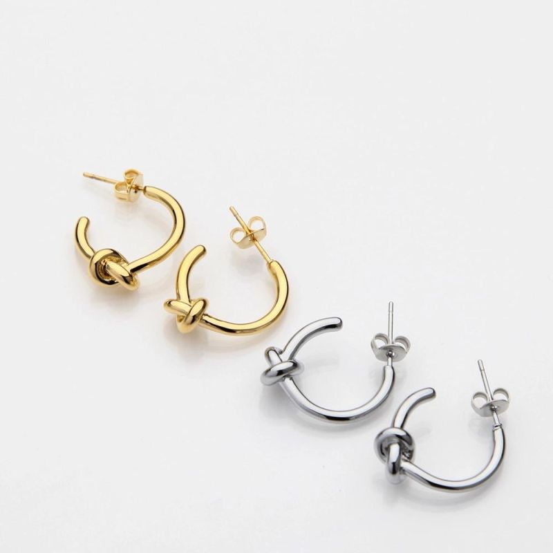 Simple Knotted Design with Open Earrings Women