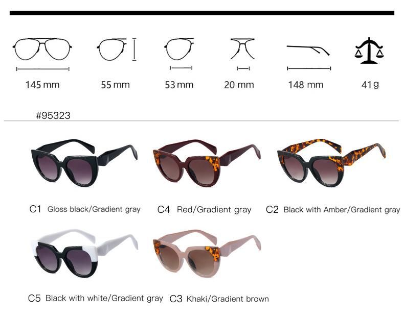 Fashion Double Colors Cateye and Oval Thick Custom Logo Ready to Ship Women Vintage PC Sunglasses