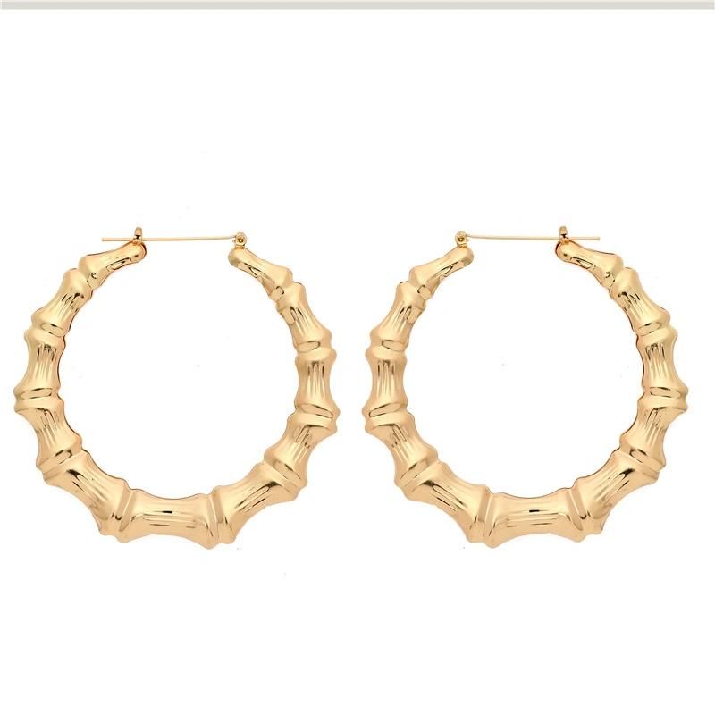 Large Hollow Casting Triangle Bamboo Hoop Earrings for Women Girls Costume Jewelry