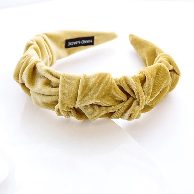 Fashion Jewelry Hair Accessories New Velvet Custom Fabric Cheap Scrunchies Pleated Headband