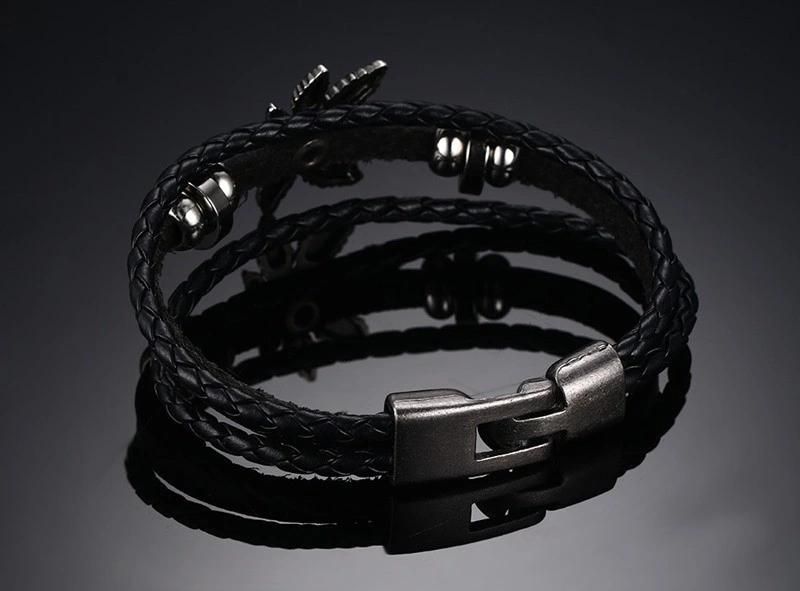 Men Leather Leaf Women Fashion Promotion Gift Bracelet Fashion Jewelry