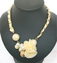 Fashion Imitation Pearl Beaded &amp; Flower Necklace (WSNK58362231)