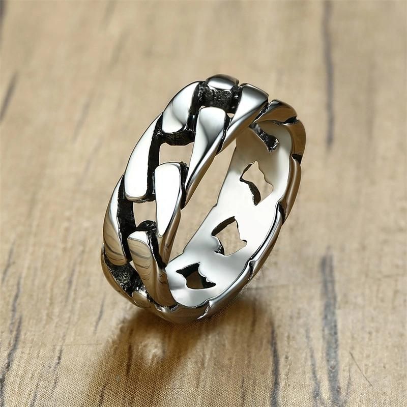 European and American Wave Finger Ring in Stainless Steel Material