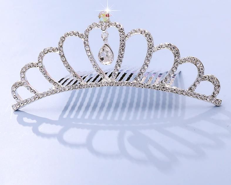 Tiara Children Princess Rhinestone Crown Comb Hair Accessories