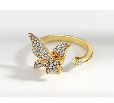 Golden Butterfly Rotate Fine Design Ring Jewelry