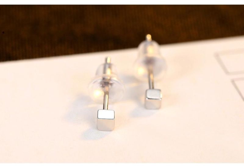 New Arrival 925 Silver Jewelry Gold Plated Square Ear Stud