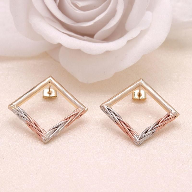 Wholesale Fashion Geometric Three-Color Girl′s Stud Earrings