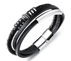 Classic 11mm Width Choose Genuine Leather Stainless Steel Magnetic Buckle Men Leather Bracelet Fashion Charm Bracelet&Bangle