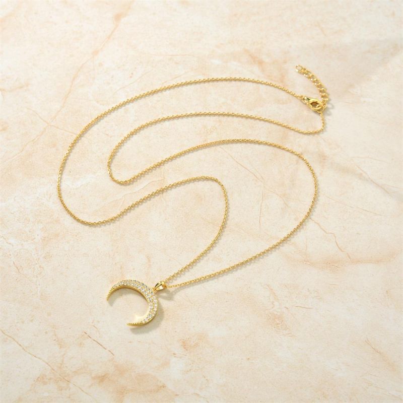 Simple Horn Crescent 925 Sterling Silver Necklace