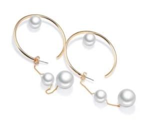 New Fashion Personality Gold Earrings Big Circle Faux Pearl Stud Earrings for Women Collier Bijoux