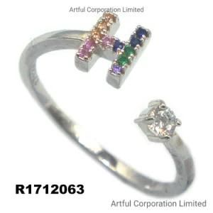 Hot Sale Multi-Color Rhodium Plating Silver Ring