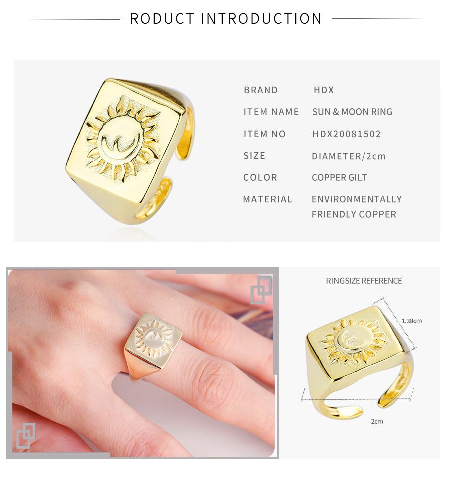 Lovers′qixi Festival Gift, Fashionable Gold-Plated Ring, Sun & Moon Ring