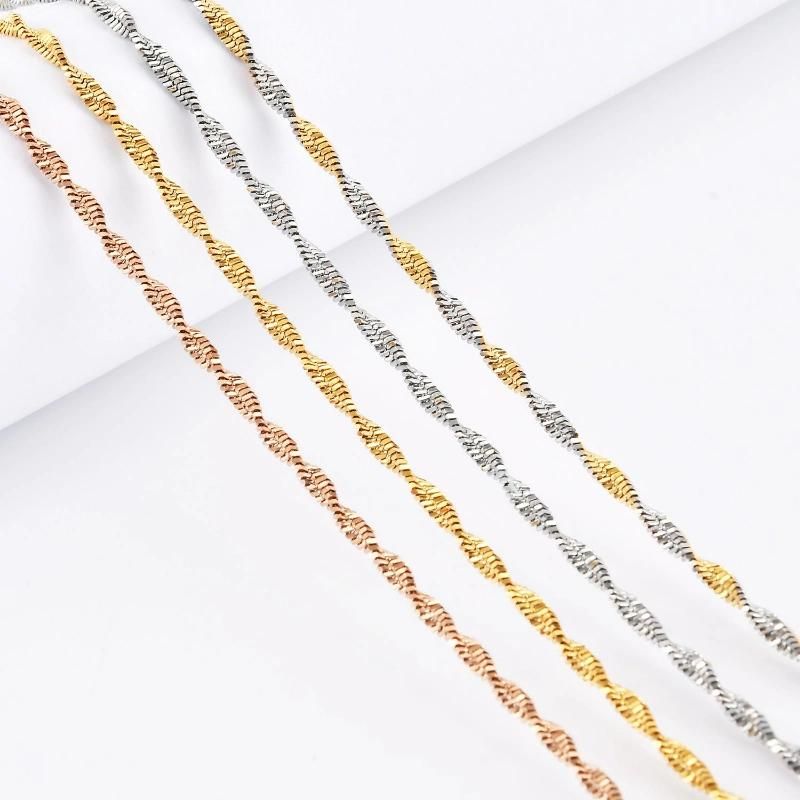 Fashion Accessories Stainless Steel Jewelry Design Twisted Push Chain Necklace for Lady