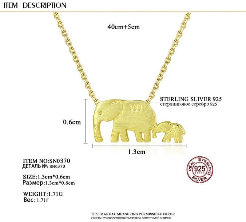 Sterling Sliver 925 Jewelry Mother-Child Elephant Necklace