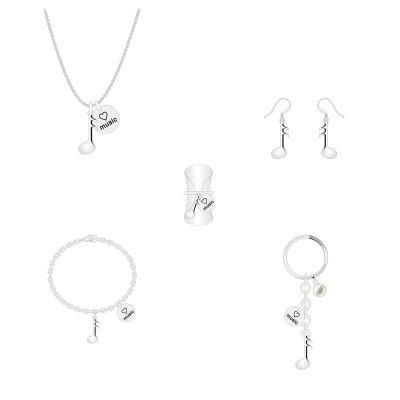 Creative Design Music Letter Symbol Silver Jewelry Set