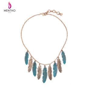 New Cheap Retro Ethnic Feather-Shaped Pendant Female Alloy Short Necklace