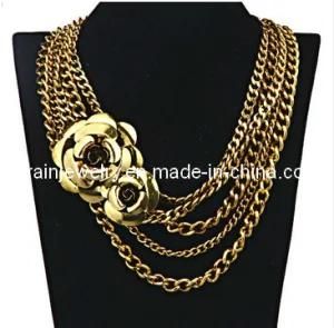 Summer Fashion Jewelry/ 2013 Adjustable Chains Plated with Gold Metal Flower Choker Collar Necklace for Women (PN-088)