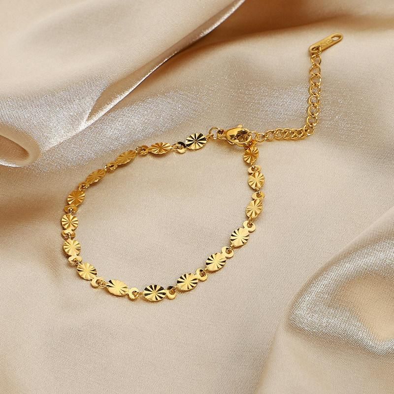 Oval Petal Bracelet Stainless Steel Chain Link Bracelet for Women Fashion Jewelry