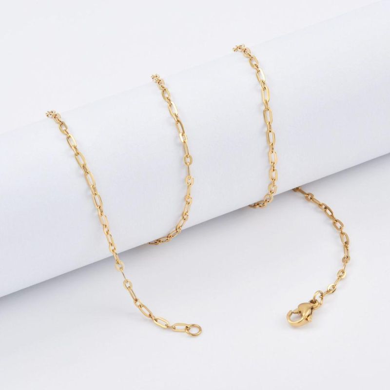 Fashion Accessories Stainless Steel Flat Length 1: 1 Cable Chain Layering Necklaces with Pendant Jewelry Design