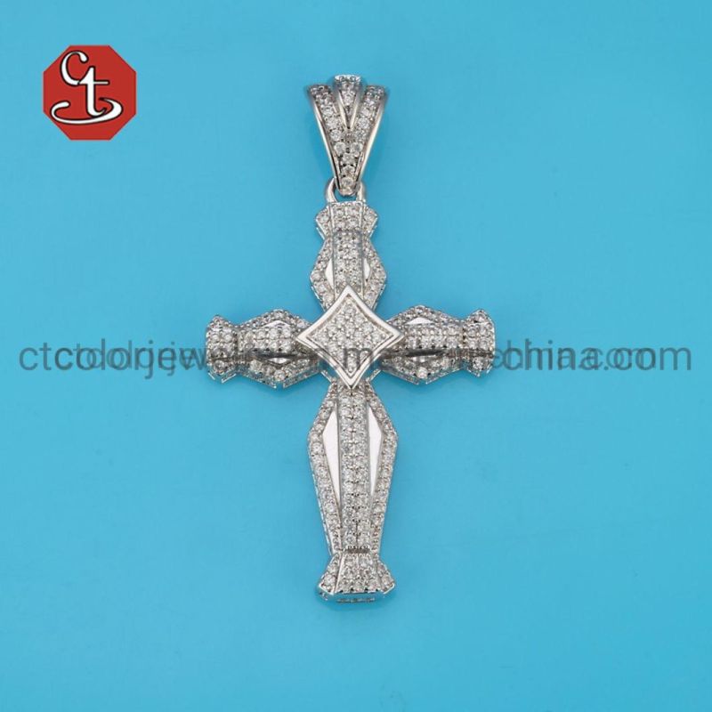 Cross Crucifix Clear AAA+ CZ Pendant Necklace for Men Women Rhodium Prayer Jesus Pendants Wholesale Jewelry