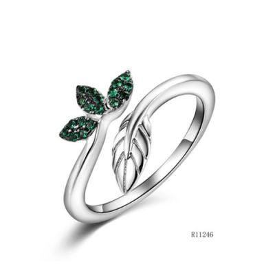 Special Leafbud Sterling Silver with CZ Leaf Open Ring