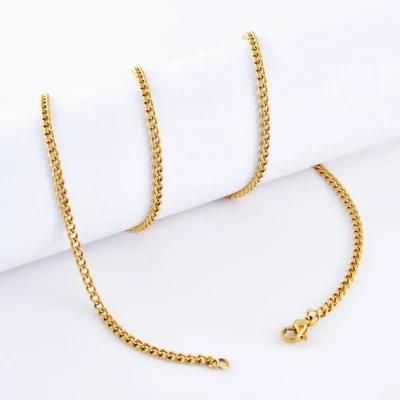 Wholesale Necklace Jewelry Curb Chain Bracelet Anklet Necklace Fashion Gold Plated Stainless Steel Jewelry