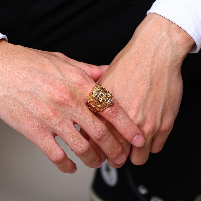 Gold Plated Mens Stainless Steel Egyptian Pharaoh Ring