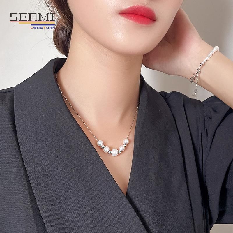 Freshwater Pearl Extremely Fine Women S925 Silver Clavicle Chain Necklace