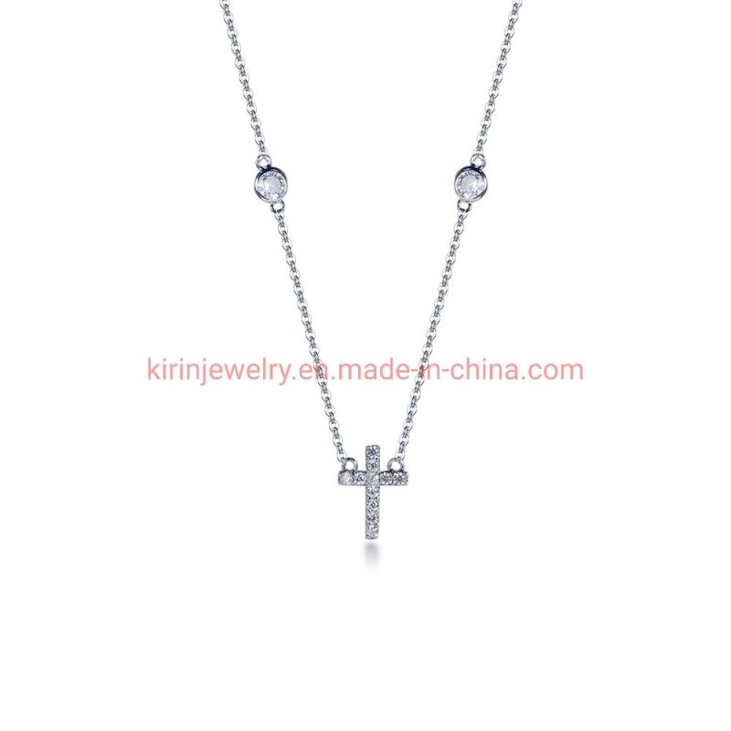 2020 New Trendy Jewelry Tiny Cross Pendant Necklace CZ Diamond Women Necklace