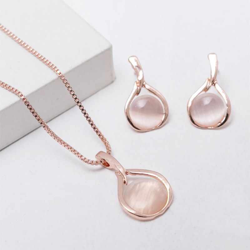 Wholesale Jewelry Sets Women Elegant Waterdrop Rhinestone Pendant Necklace Hook Earrings Jewelry Set