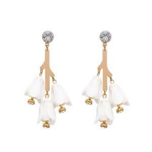 Fashion Women Jewelry Accessories Gold Plated White Flower Earrings