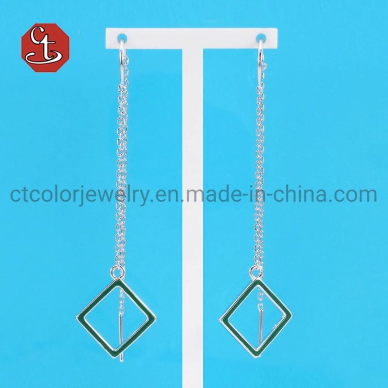 Triangle Enamel Earring Fashion Tassel Silver or Brass Earrings Silver Jewelry