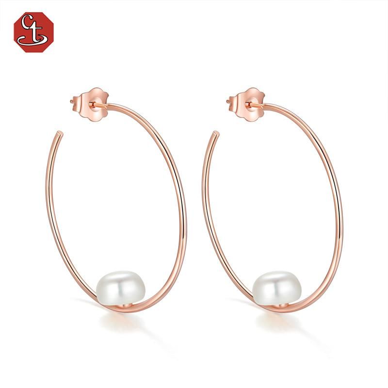 925 Sterling Silver Fashion Jewelry Pearl Round CZ Stud Earrings