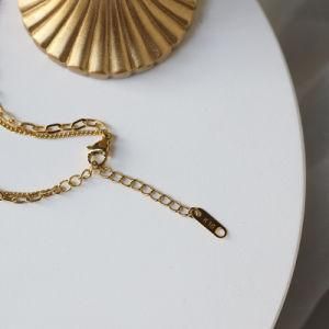18K Gold Plated Stainless Steel Sweater Chain Peach Heart Double-Layer Love Pendant Necklace