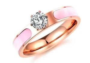 Elegant Rhinestone Rose Gold Wedding Ring for Women Cubic Zirconia Men Jewelry Anillos Anel Feminino Bijoux