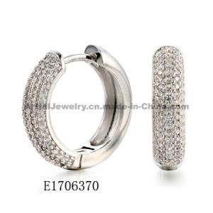 Fashion Jewelry 925 Sterling Silver or Brass Jewelry Hoop Earring Cubic Huggie Earring Zircon Earring for Women