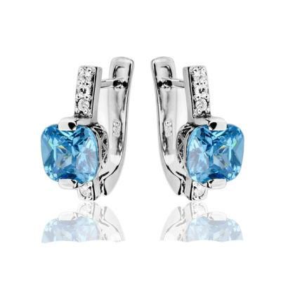 Chinese Fancy 925 Sterling Silver Sky Blue CZ Earrings Ladies Jewellery Sets