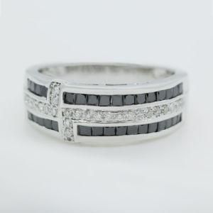 White CZ Stone Cross Design 925 Sterling Silver Onyx Ring