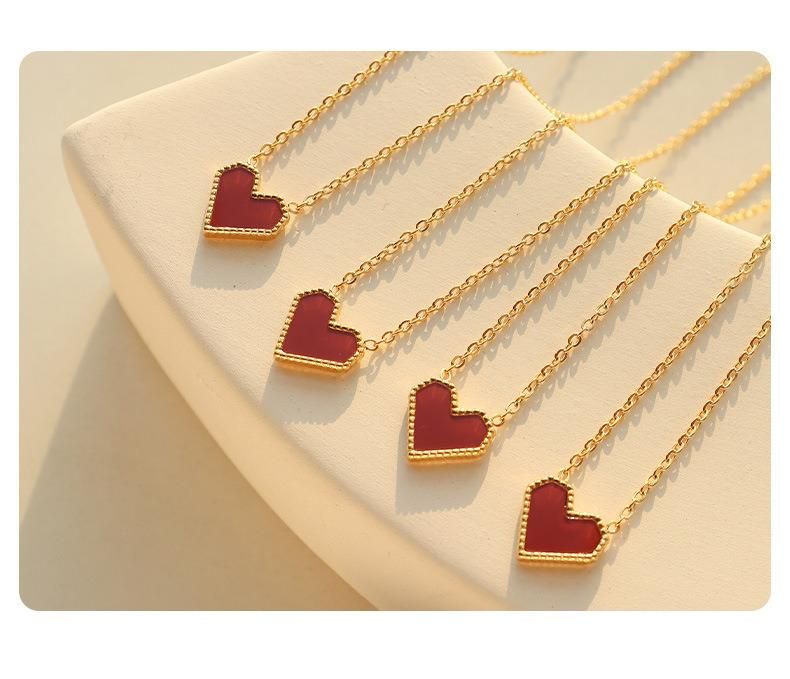 Fashion Jewelry Necklace Titanium Steel 18K Gold Heart Necklace