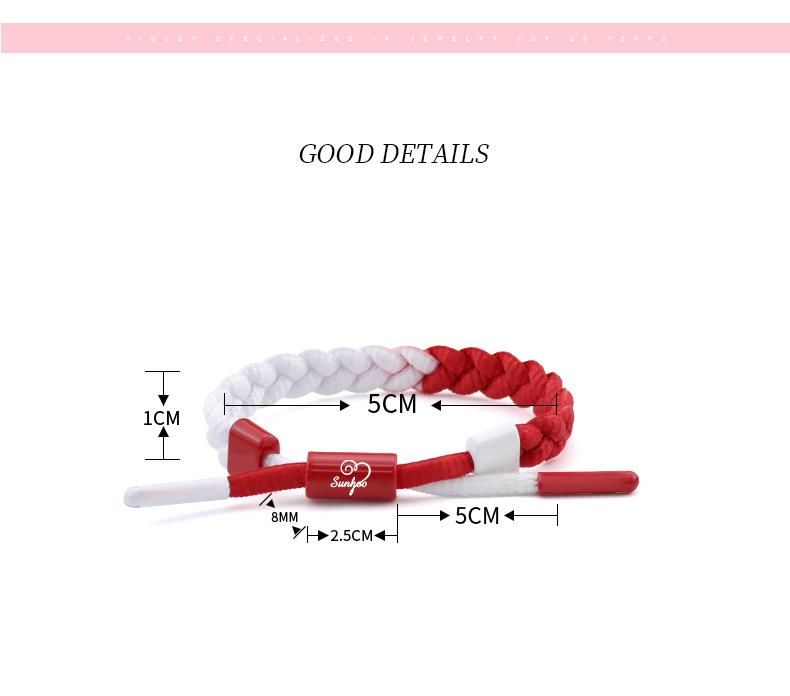 Zinc Alloy Nylon Rope Custom Logo Adjustable Couple Bracelets