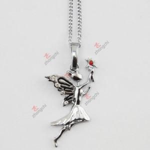 Silver Cute Girl Pendant Necklace for Gift