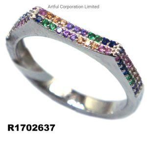 Hot Sale Colorful Rhodium Plating Silver Ring