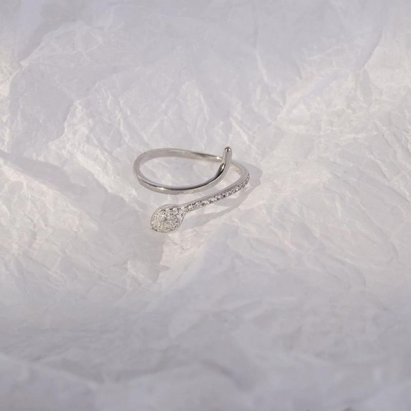 925 Sterling Silver Ring Snake Zircon Adjustable Ring for Women Party Light Luxury Personality Fine Jewelry Gift