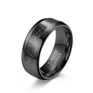 Ustom Simple Fashion Jewelry Inlaid with Black Silk Couples Ring Tungsten Steel Rings